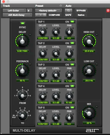 reverb, delay, EQ effects pro tools